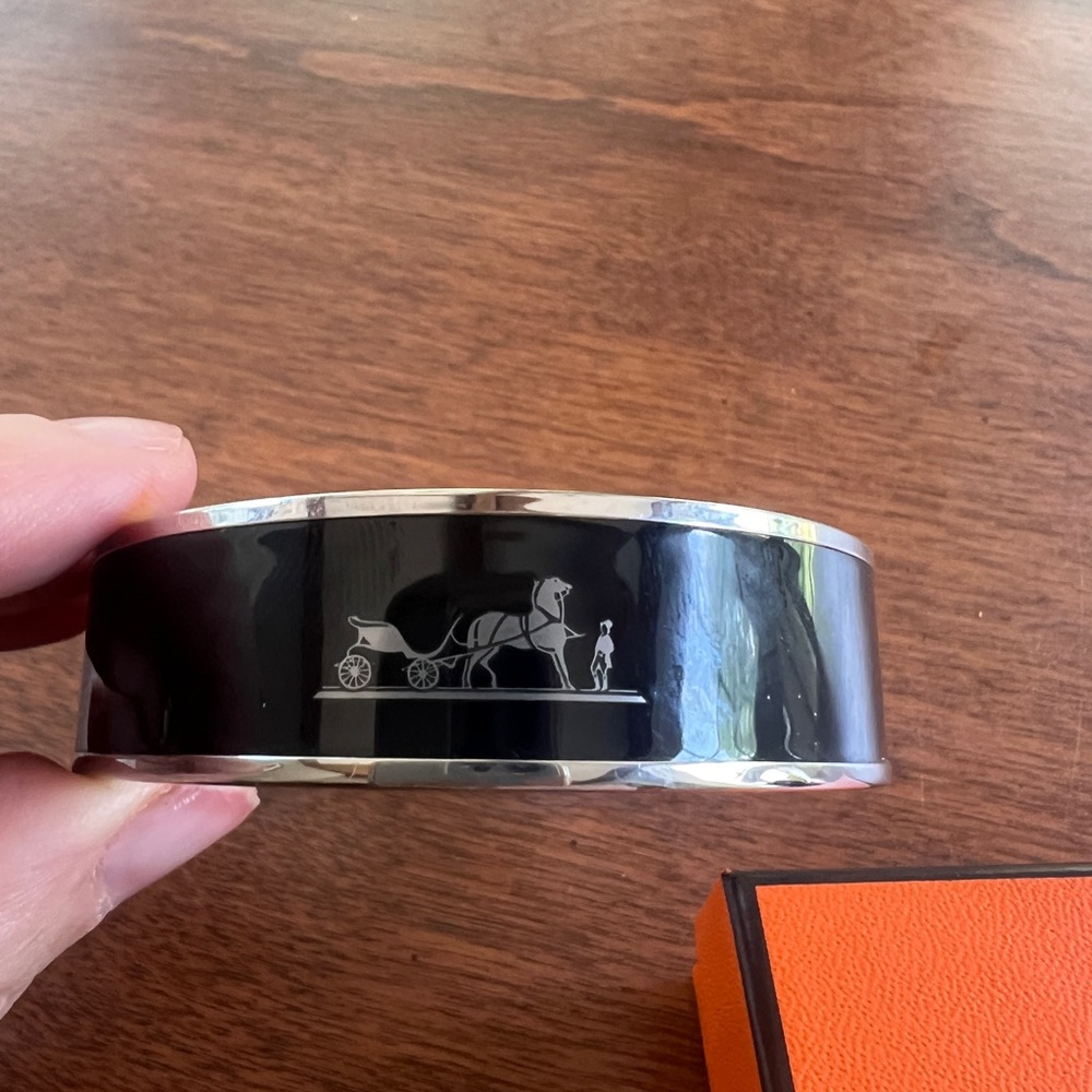 Hermes bangle bracelet. Black and silver.